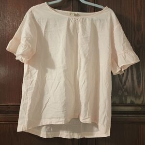Goodthreads Large Pink Short Sleeve Ruffle Blouse